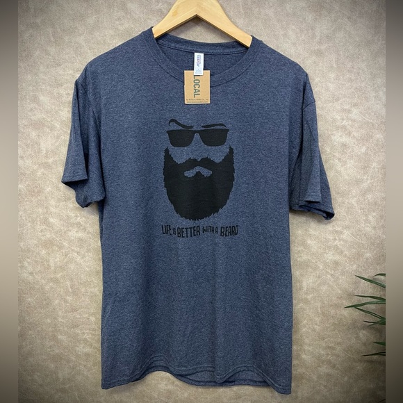Men’s LIFE IS BETTER WITH A BEARD Graphic Tshirt. - Picture 2 of 7